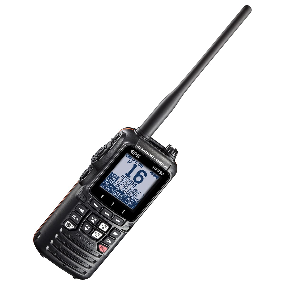 Standard Horizon HX890BK VHF-HH、6 ワット、GPS&FM 受信機付き