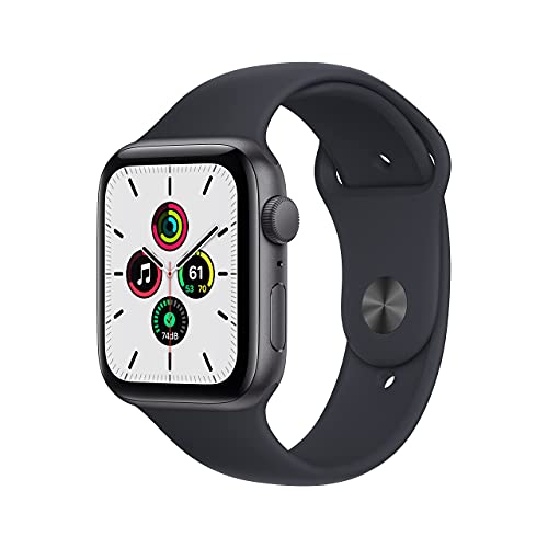 Apple Watch SE (GPS、44mm) - スペース グレイ アルミニウム ケース、ミッドナイト スポーツ バンド付き - レギュラー (リニューアル)