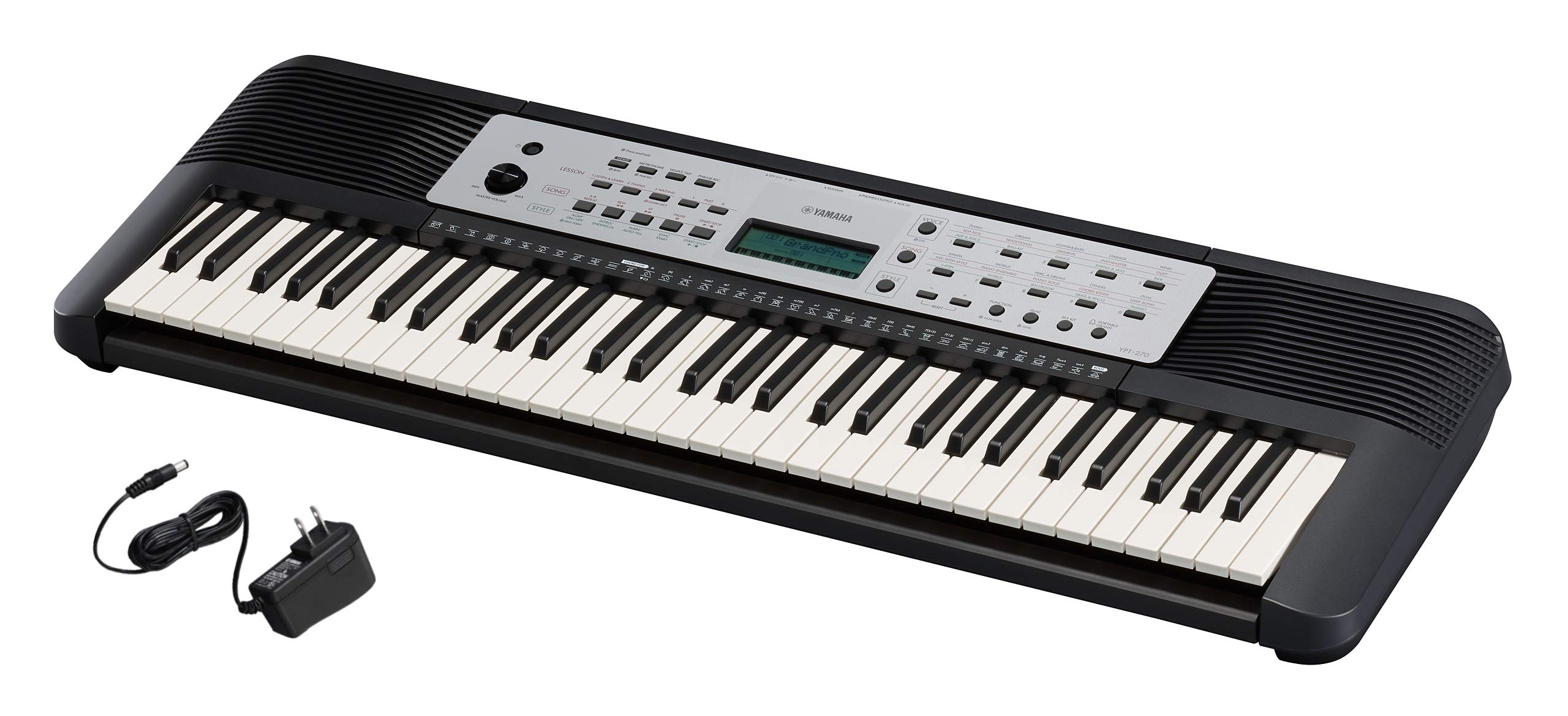 YAMAHA YPT270 61 キー ポータブル キーボード、電源アダプター付き (Amazon 限定)、ブラック