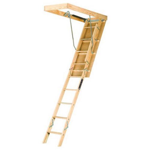 Louisville Ladder 22.5 x 54インチの木製屋根裏はしご、8フィート9インチから10フィートの天井高に適合、容量250ポンド、L224P