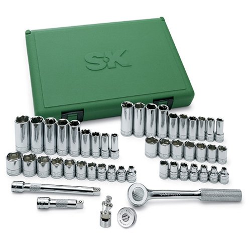  SK Hand Tool SK Professional Tools9454949ピース3/8インチドライブ6ポイント標準/ディープメトリックソケットセット-スーパークローム仕上げのクロームソケ...