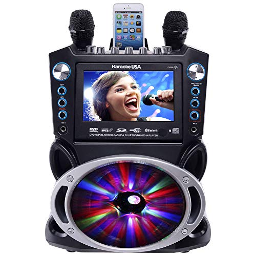Karaoke USA GF842 DVD/CDG/MP3G カラオケマシン、7 フィート TFT カラースクリーン、レコード、Bluetooth、LED 同期ライト付き