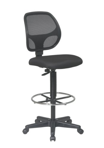 Office Star 調節可能なフットリング付きのデラックスメッシュバック製図椅子