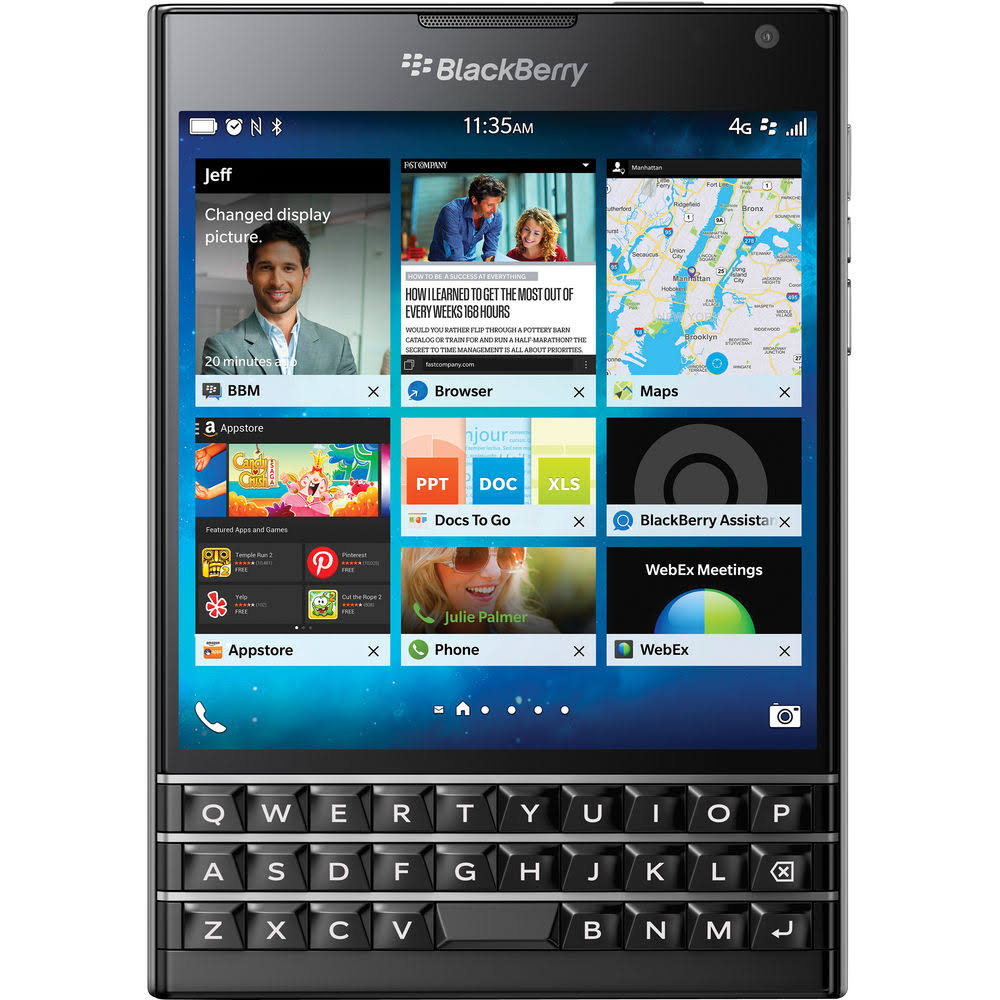 BlackBerry Passport 32GB Factory Unlocked（SQW100-1）GSM 4GLTEスマートフォン-ブラック