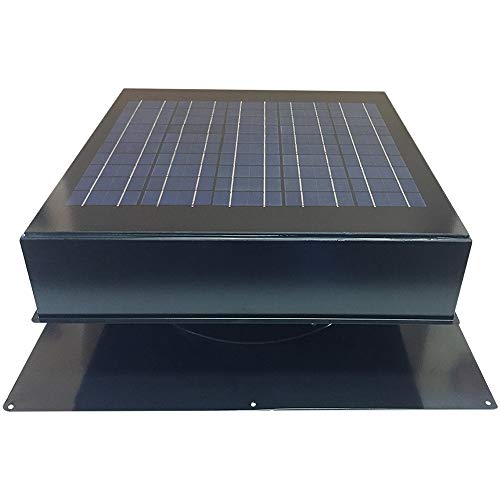  Remington Solar サーモスタット/フミディスタット付き20ワットソーラー屋根裏ファン（グレー）（22 x 22 x 11インチ）-ブラシレスモーター-耐風性および耐候性ソーラーベントファン-家庭用ソーラーパワー屋根裏ファン...