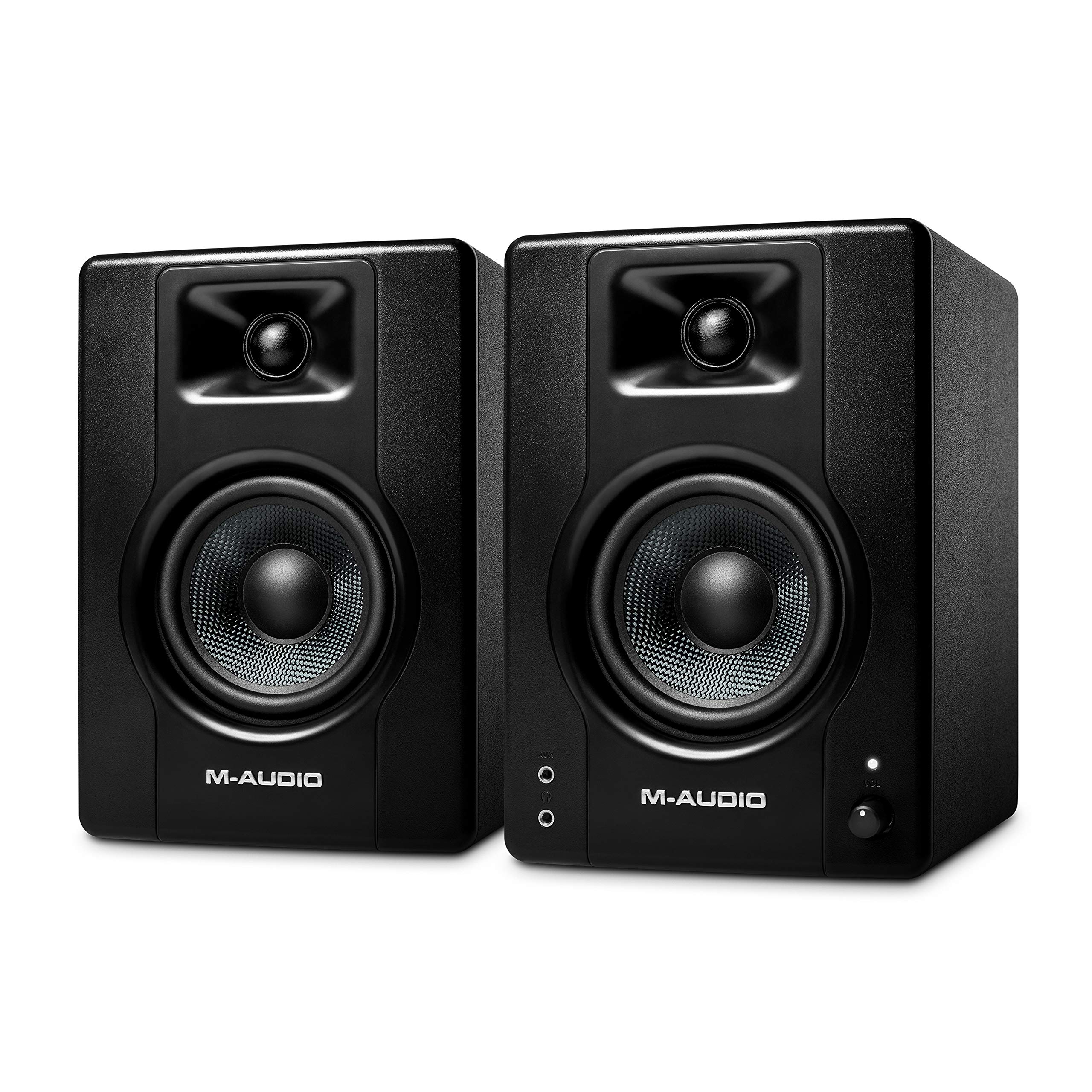 M-Audio BX4 4.5 フィート スタジオ モニター、音楽制作ソフトウェア付き録音およびマルチメディア用 HD PC スピーカー、120W、ペア