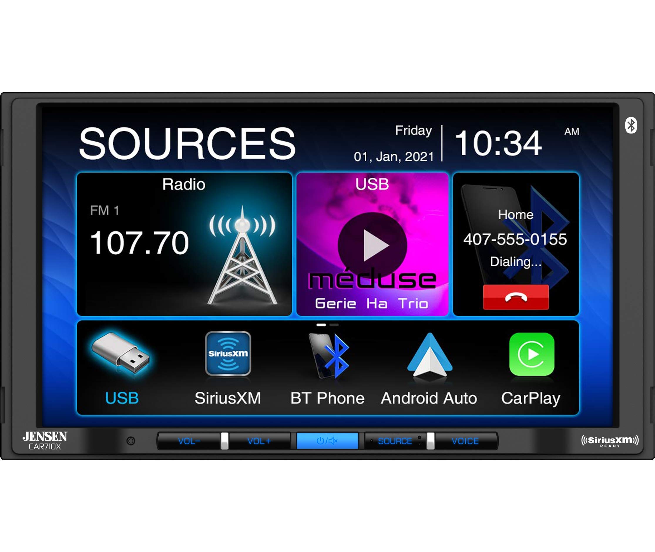 JENSEN CAR710X 7 Apple CarPlay 対応メックレス マルチメディア レシーバー l Android Auto l SiriusXM 対応 l 内蔵 Bluetooth l 240 ワット MOSFET 電力 (60W x 4)