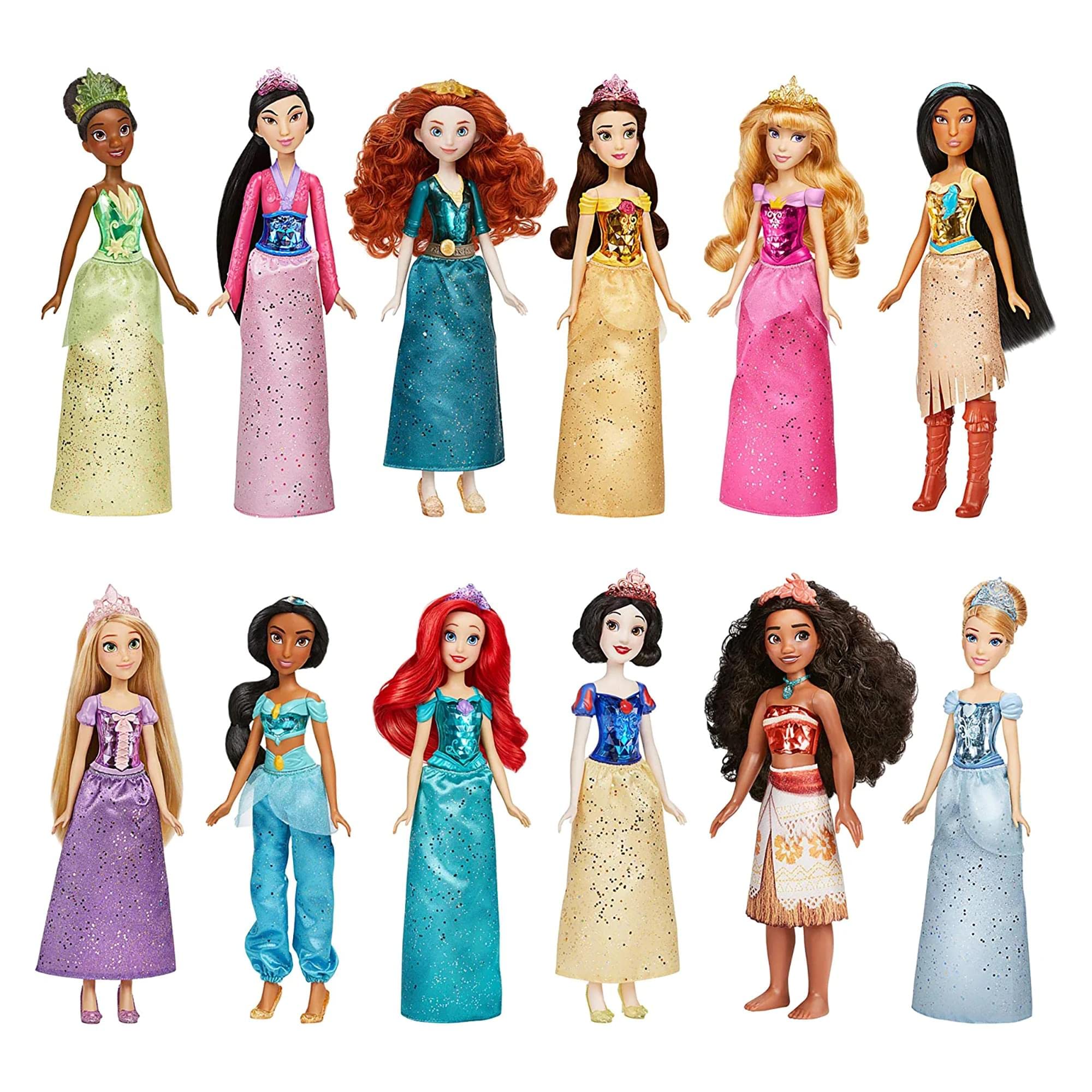 Disney Princess ロイヤルコレクション、スカートとアクセサリー付きロイヤルシマーファッションドール12体、3歳以上の女の子向けおもちゃ (Amazon限定)
