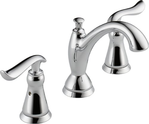 Delta Faucet Linden Widespread Bathroom Faucet Chrome、Bathroom Faucet 3 Hole、Diamond Seal Technology、Metal Drain Assembly、Chrome 3594-MPU-DST