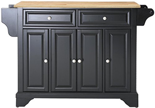 Crosley Furniture Lafayette キッチン アイランド 天然木天板付き - ブラック