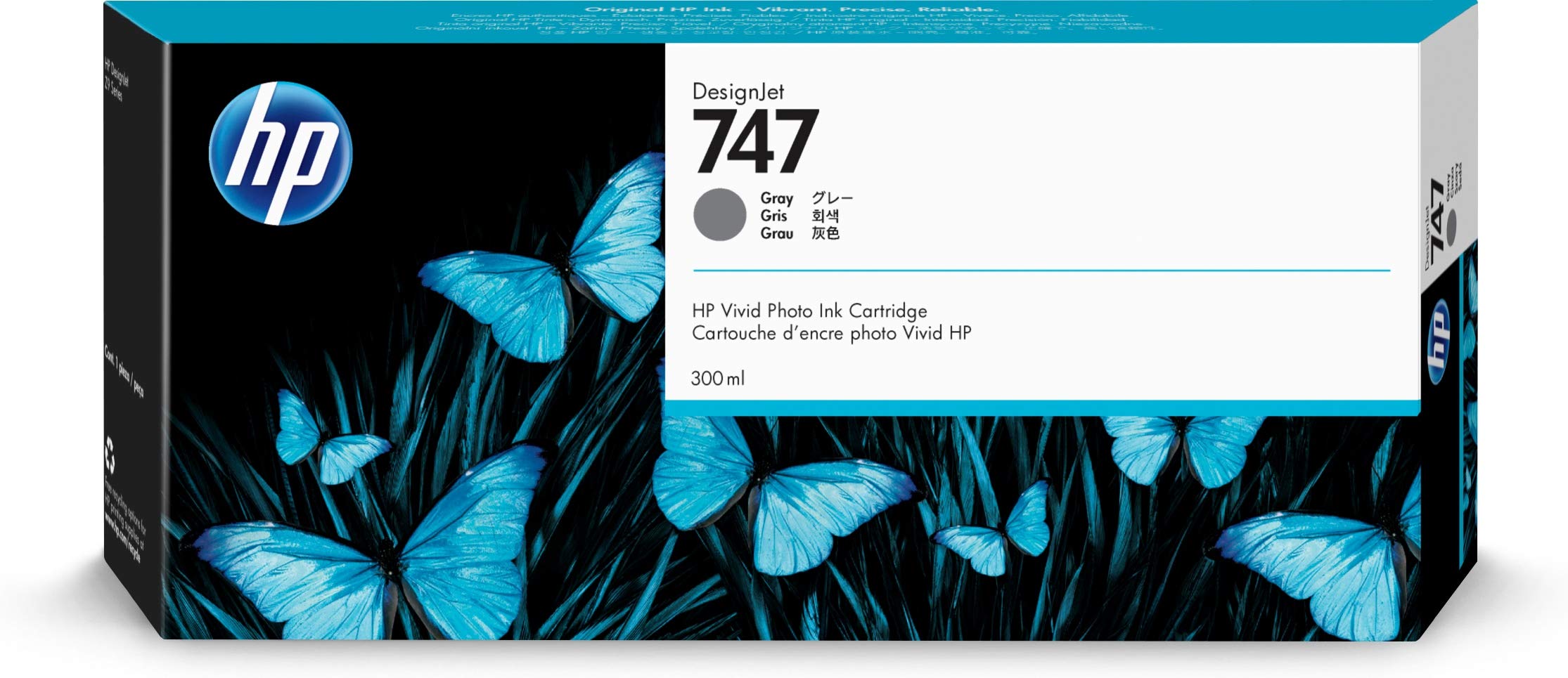 HP DesignJet Z9+ 大判プリンター用 747 グレー 300 ml 純正インク カートリッジ (P2V86A)