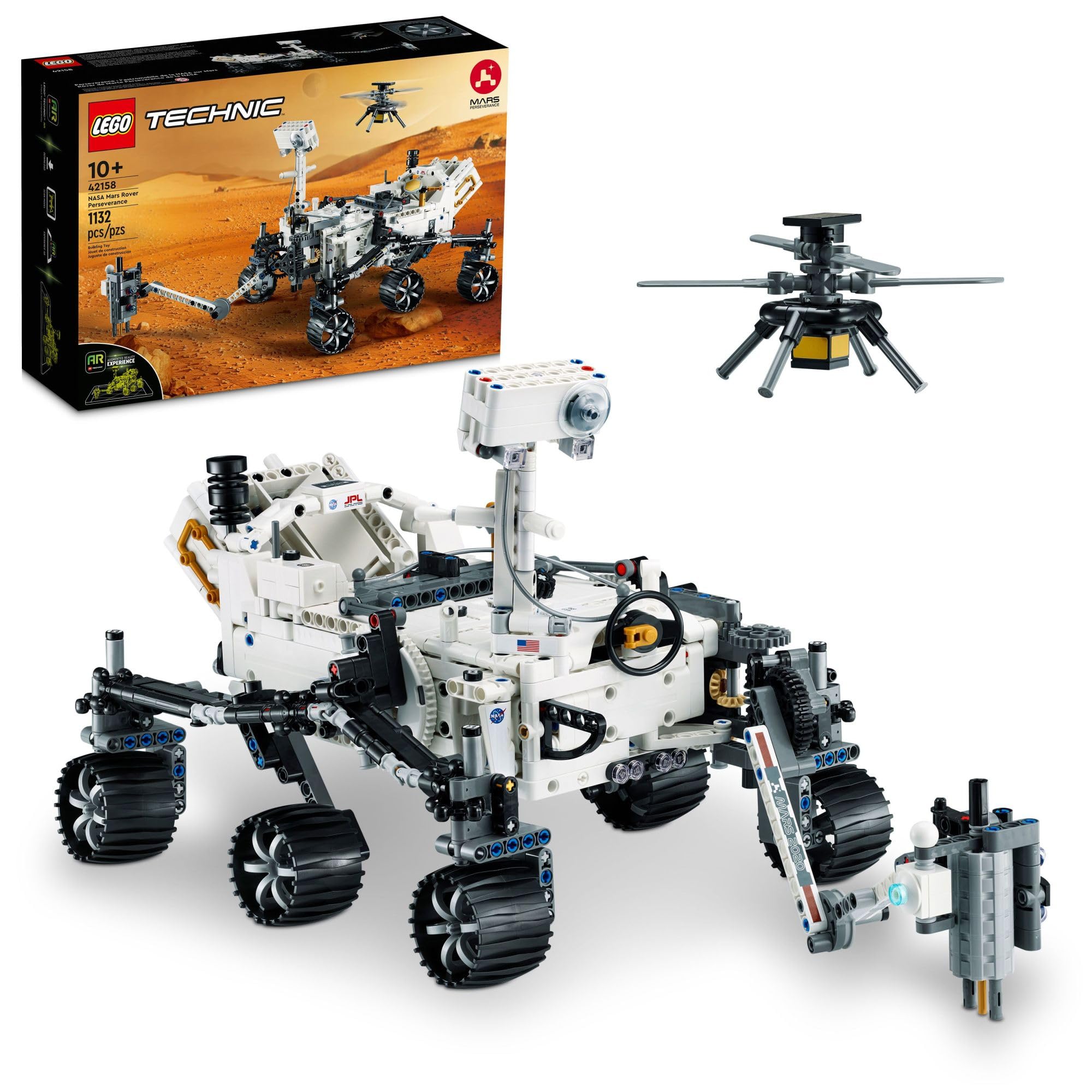  LEGO Technic NASA 火星探査車パーサヴィアランス 42158 高度な組み立てキット 10 歳以上の子供向け、レプリカの創意工夫ヘリコプター付き NASA おもちゃ...