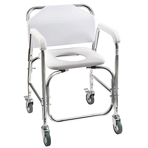Duro-Med ハンディキャップ、高齢者、負傷者、身体障害者用のホイールとパッド入りシートを備えたDMIロー...