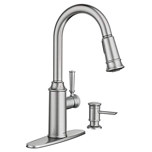 Moen 87731SRS グレンシャー スポットレジスト ステンレス ワンハンドル ハイアーク プルダウン キッチン蛇口