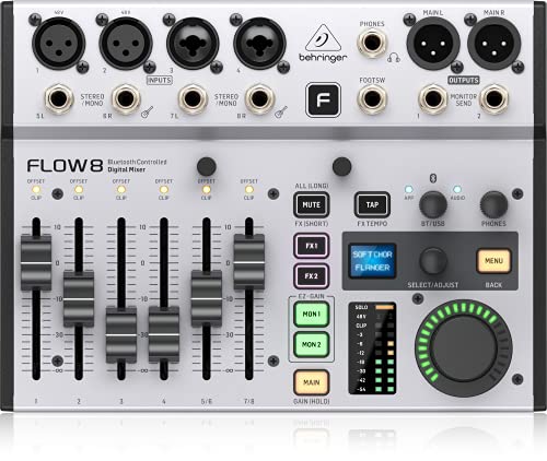 Behringer FLOW 8 8 入力デジタル ミキサー、Bluetooth オーディオおよびアプリ コン...