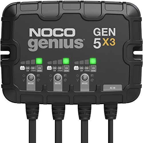 NOCO Genius GEN5X3、3 バンク、15A (5A/バンク) スマートマリンバッテリー充電器、1...
