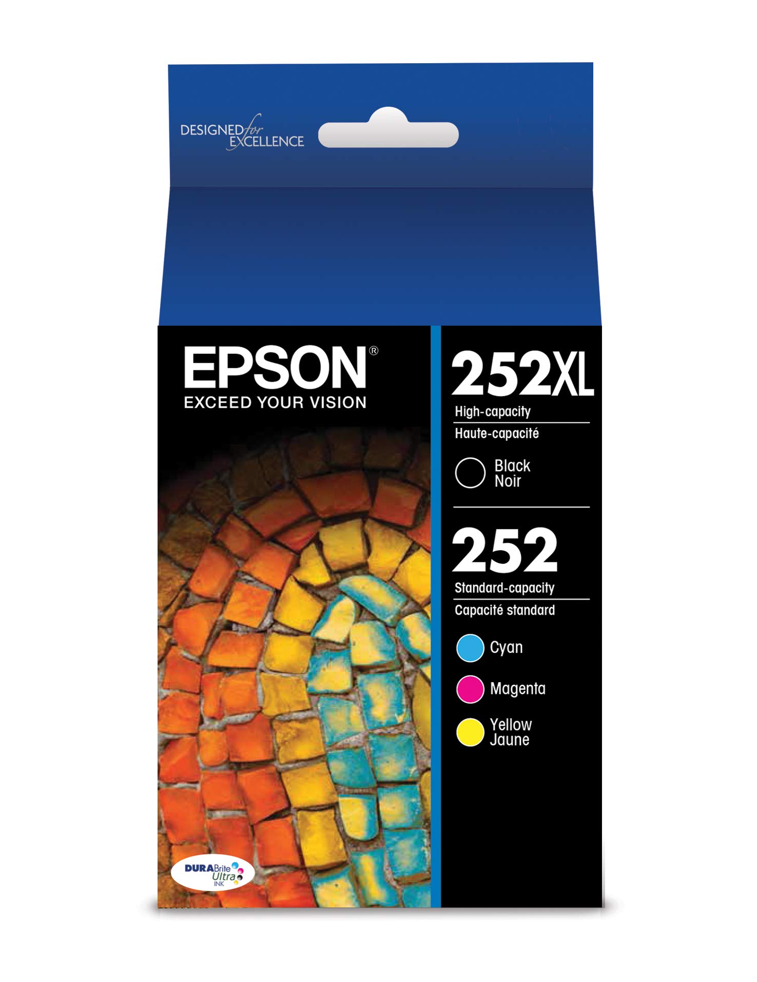 Epson 252XL/252 高収量ブラックおよび標準収量シアン/マゼンタ/イエロー インク カートリッジ、...