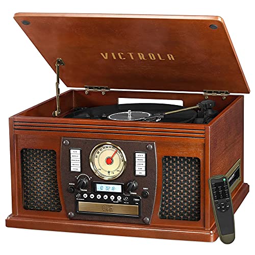  Victrola 8-in-1 Bluetooth レコード プレーヤー & マルチメディア センター、内蔵ステレオ スピーカー - ターンテーブル、ワイヤレス音楽ストリーミング...