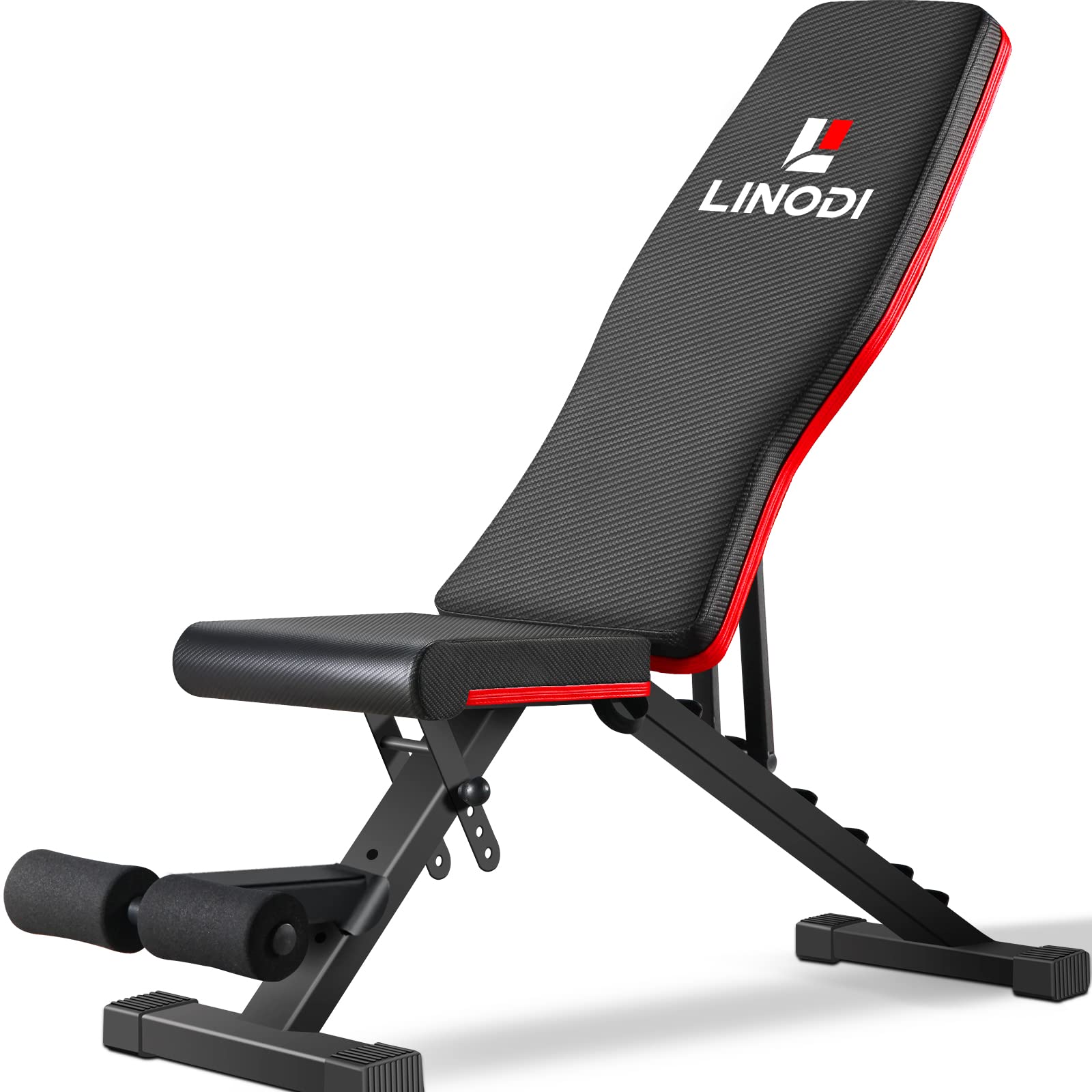 LINODI ウェイトベンチ、全身トレーニング用の調整可能な筋力トレーニングベンチ、多目的折りたたみ式インクラインデクラインホームジムベンチ