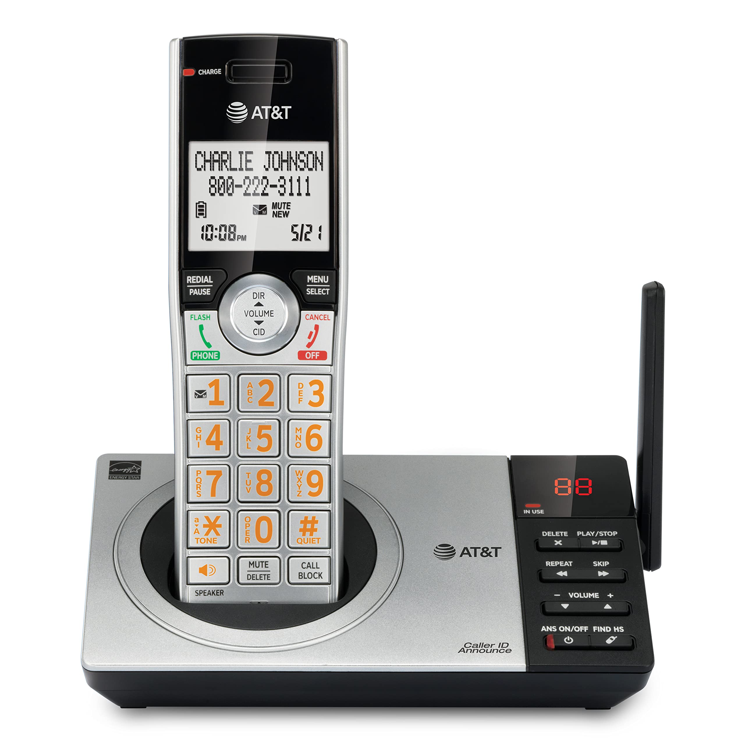 AT&T 拡張可能な留守番電話機付きコードレス電話機