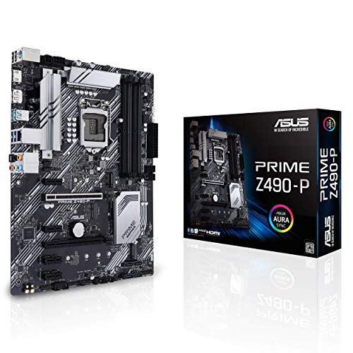 Asus Prime Z490-P LGA 1200 (Intel 第 10 世代) ATX マザーボード (デュアル M.2、DDR4 4600、1 Gb イーサネット、USB 3.2 Gen 2 USB Type-A、Thunderbolt 3 サポート、Aura Sync RGB)