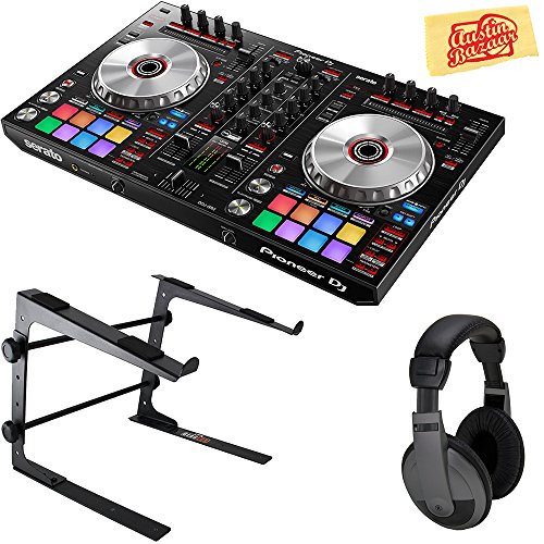 Pioneer DDJ-SR2 Serato DJ 用ポータブル 2 チャンネル コントローラー スタンド、ヘッドフォン、オースティン バザール ポリシング クロス付きバンドル