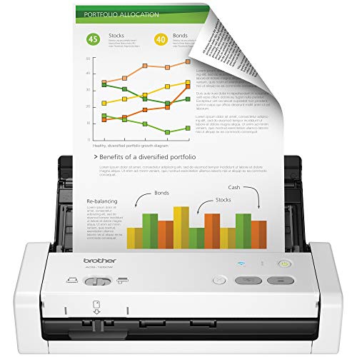  Brother Printer ブラザーワイヤレスポータブルコンパクトデスクトップスキャナー、ADS-1250W、使いやすく、高速スキャン、家庭、ホームオフィス、また...