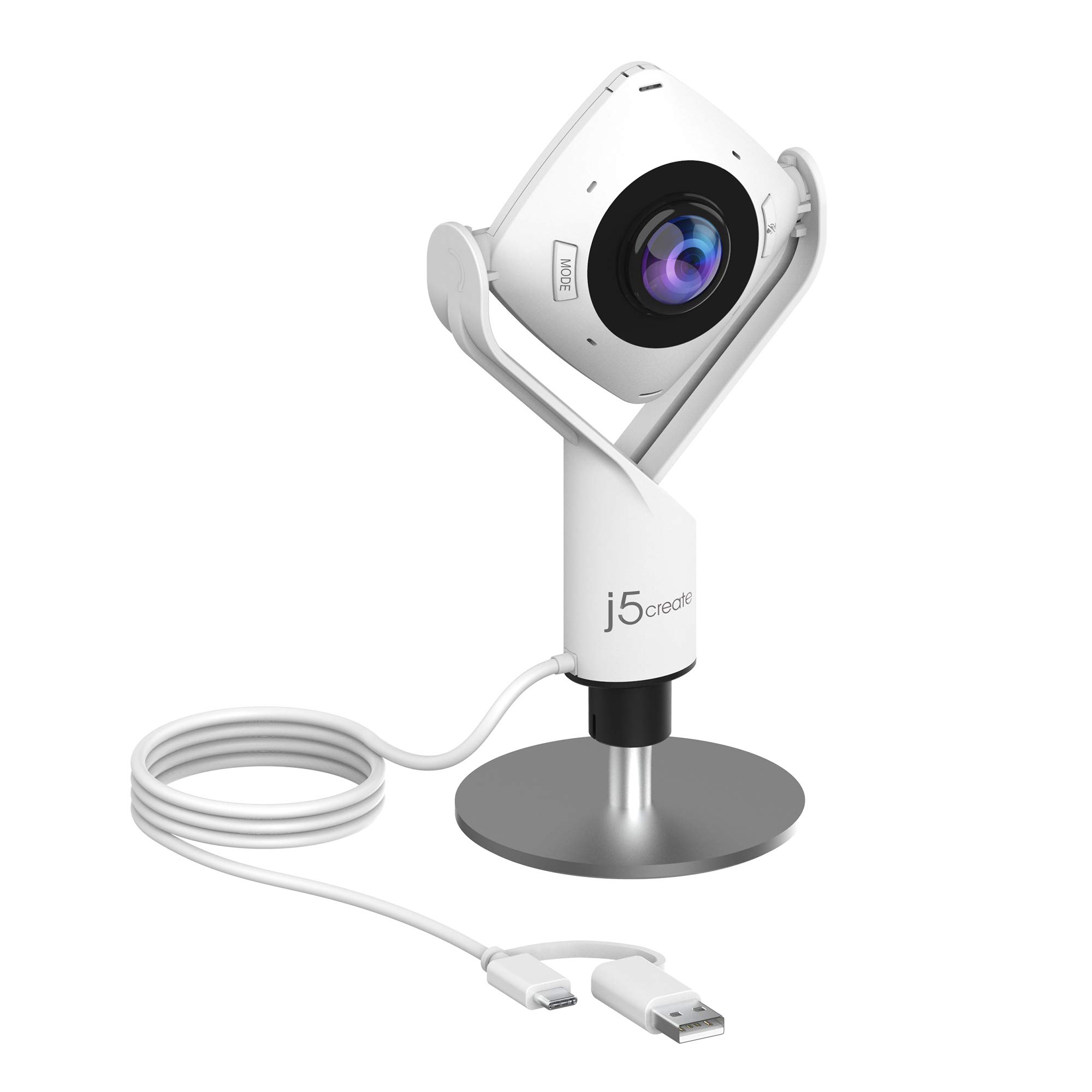 j5create 360 度全周囲会議 Web カメラ - 高忠実度マイク付き 1080P HD ビデオ会議カメラ、USB-C |ビデオ会議、オンライン授業、コラボレーション用 (JVCU360)