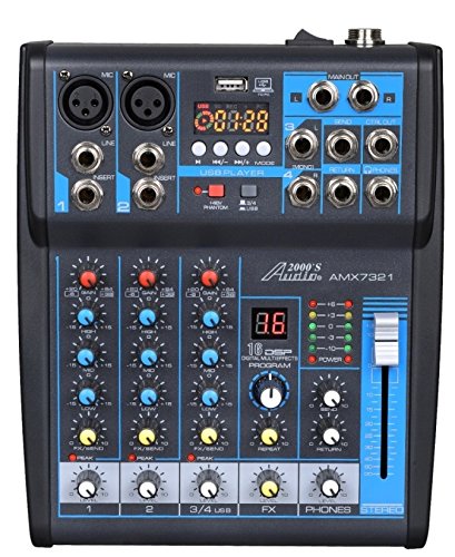 Audio 2000S Audio2000'S AMX7303 - USB および DSP プロセッサーを備えたプロフェッショナル 4 チャンネル オーディオ ミキサー