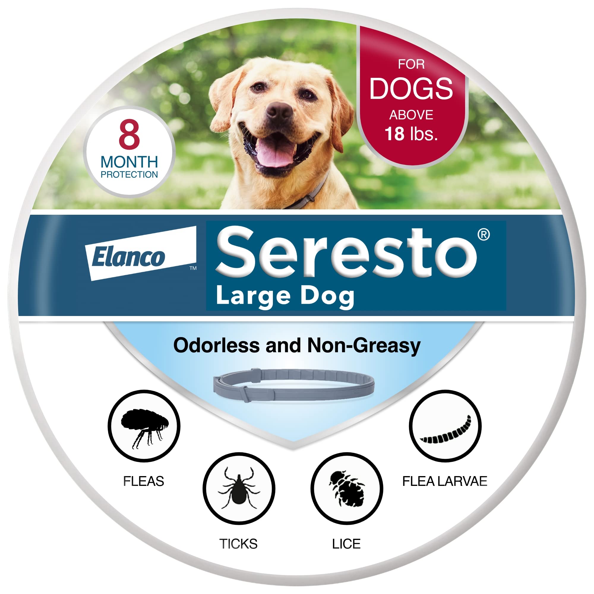 Seresto 大型犬用獣医推奨のノミ・ダニ治療・予防首輪（体重18ポンド以上） | 8か月の保護...
