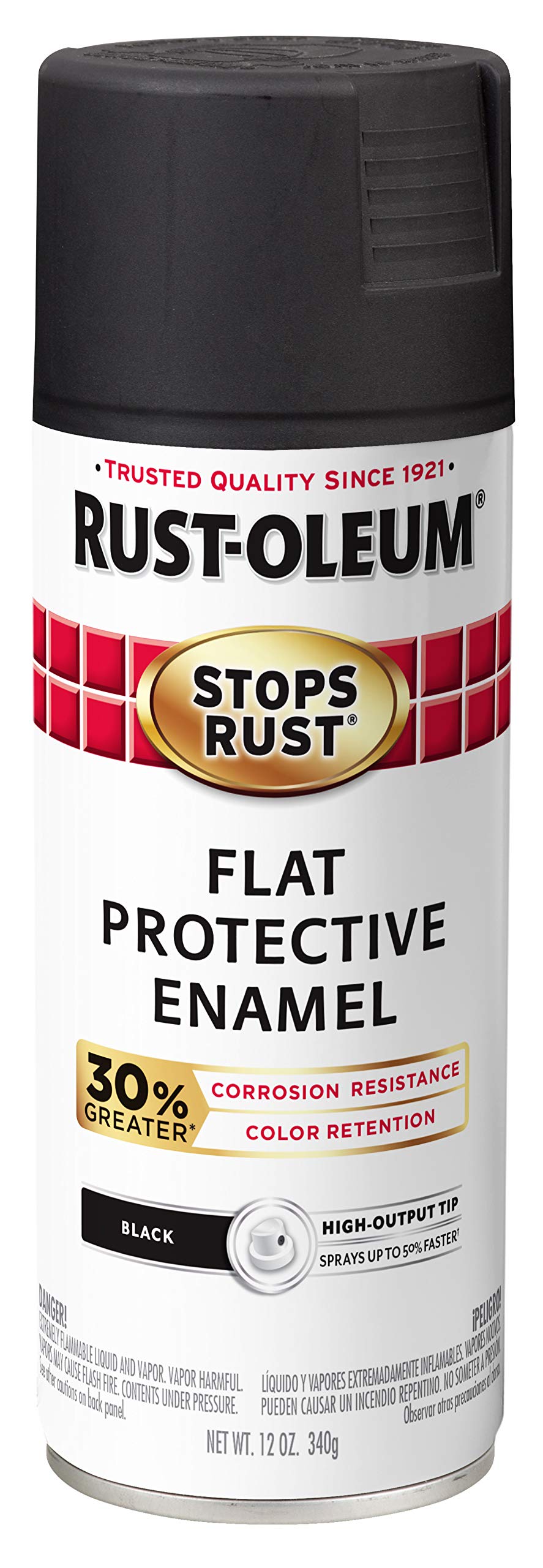 Rust-Oleum 338948 Stops Rust アドバンスト スプレー ペイント、フラット ブラック、12 オンス