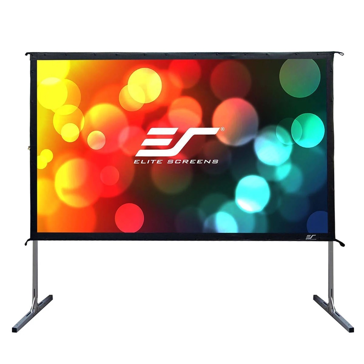 Elite Screens Inc. エリートスクリーンヤードマスター2シリーズOMS120H2プロジェクションスクリーン（脚付き）-シルバー