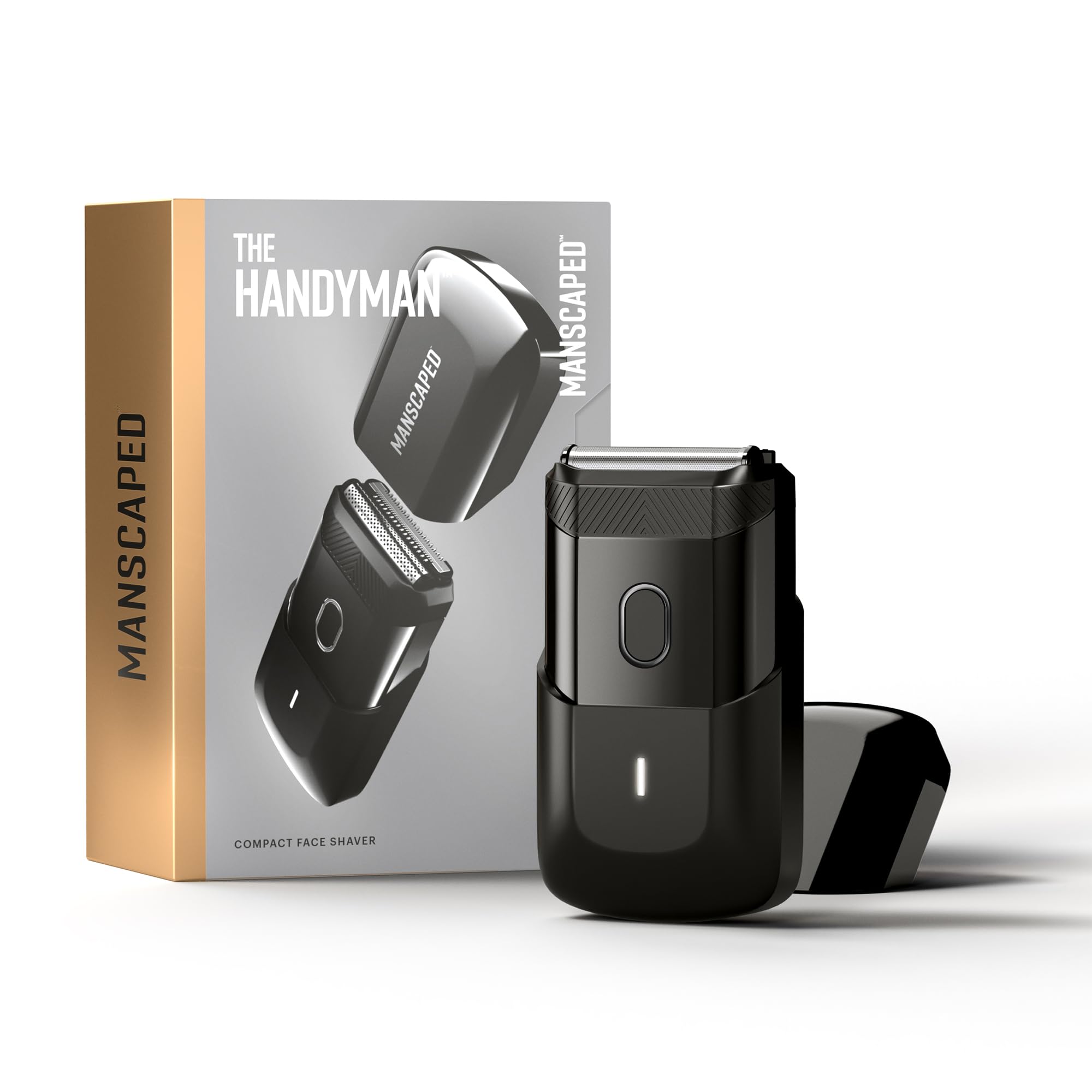  MANSCAPED The Handyman コンパクト フェイス シェーバー ポータブル メンズ トラベル フェイシャル ヘア グルーマー、USB-C 充電式電気かみそり、防水、コ...