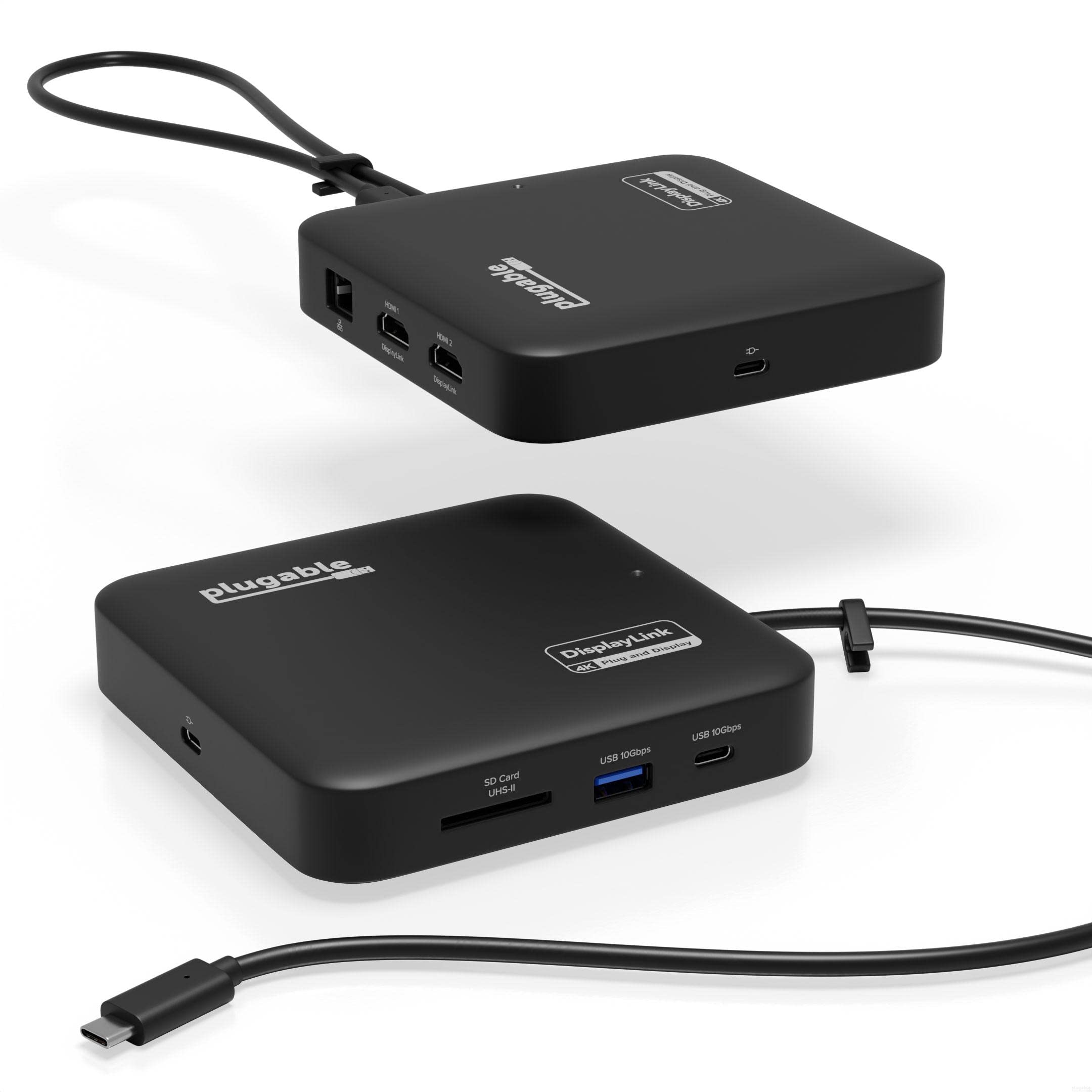  Plugable 7-in-1 USB C ドッキング ステーション デュアル モニター - デュアル HDMI ドックは Mac および Windows と互換性があり、USB4、Thunderbolt または USB-C、100W...
