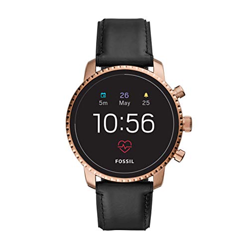  Fossil Connected Watches Child Code Fossil メンズ Gen 4 Explorist HR 心拍数ステンレススチールとレザー タッチスクリーン スマートウォッチ、カラー: ローズゴールド、ブラック...