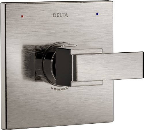 Delta Faucet Ara 14 シリーズ単機能シャワーハンドルバルブトリムキット、ステンレス T14067-SS (バルブは含まれません)