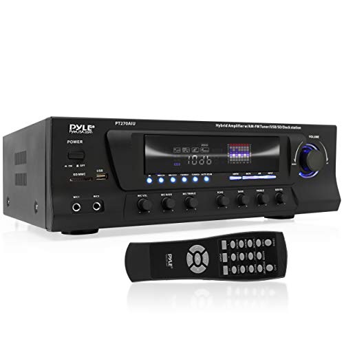  Pyle 300W デジタル ステレオ レシーバー システム - AM/FM Qtz。合成チューナー、USB/SD カード MP3 プレーヤー & サブウーファー コントロール、A/B スピー...