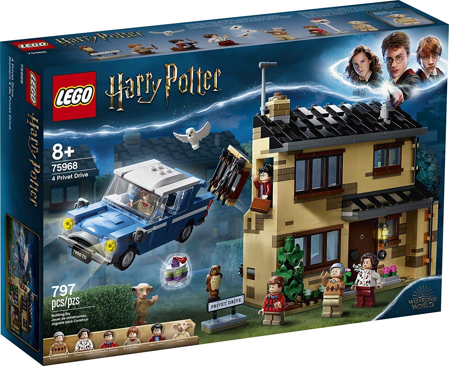  LEGO ハリー・ポッター 4 イボタノキドライブ 75968 ハウスとフォード・アングリア 空飛ぶ車のおもちゃ、ウィザーディング・ワールドの子供、女の子...