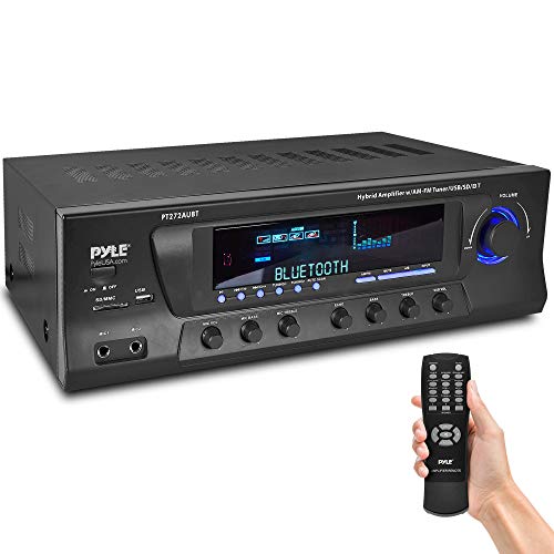 Pyle ワイヤレス Bluetooth オーディオ パワー アンプ - 300W 4 チャンネル ホーム シ...