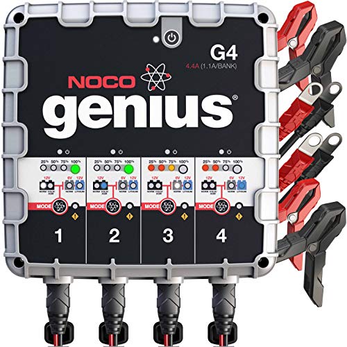 NOCO Genius G4 6V/12V 4.4 アンペア 4 バンク バッテリー充電器およびメンテナー