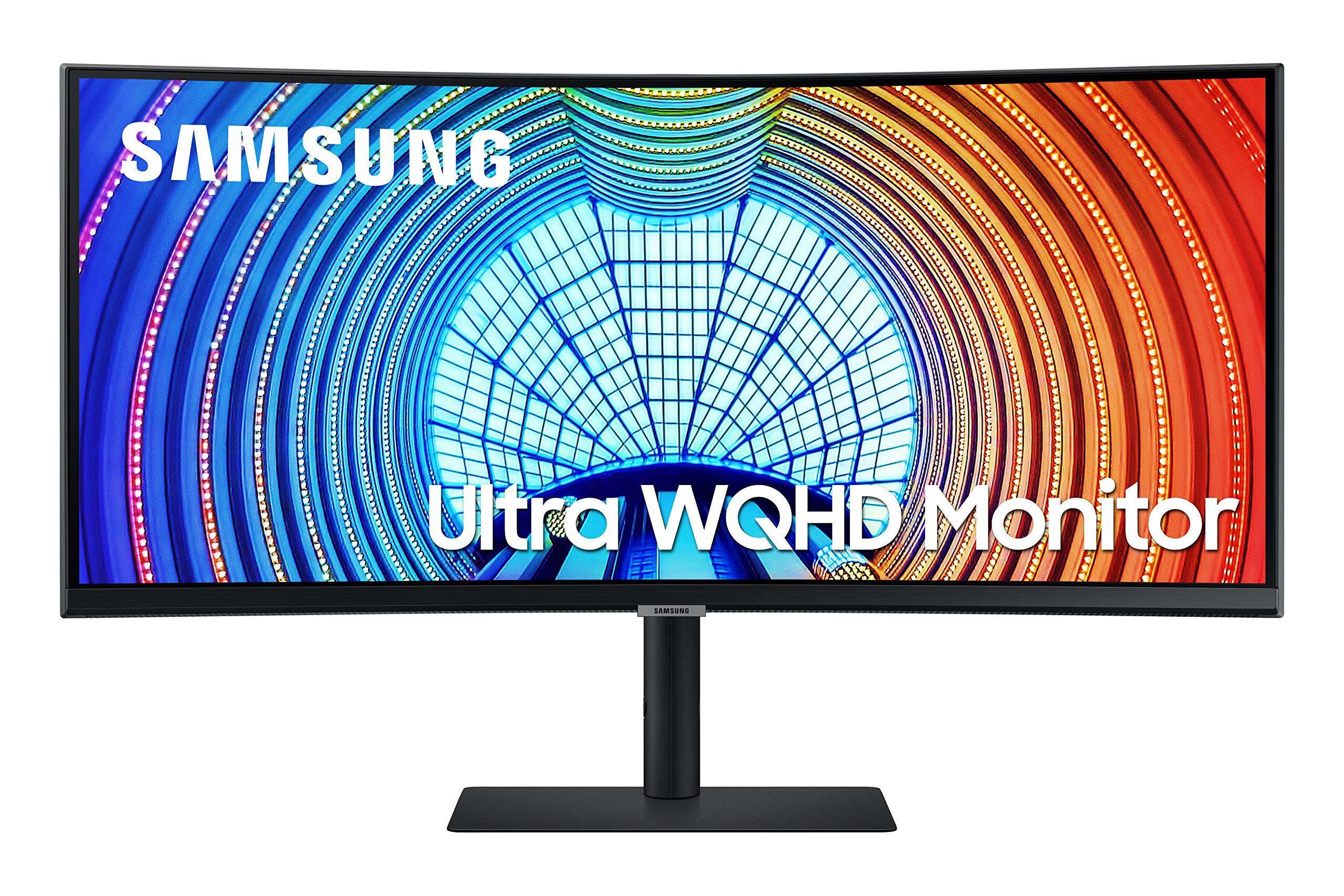 Samsung 34 S65UA シリーズ コンピュータ モニター、ウルトラワイド QHD スクリーン、HDR10、100Hz、湾曲、USB-C、調節可能なスタンド、インテリジェント アイ...