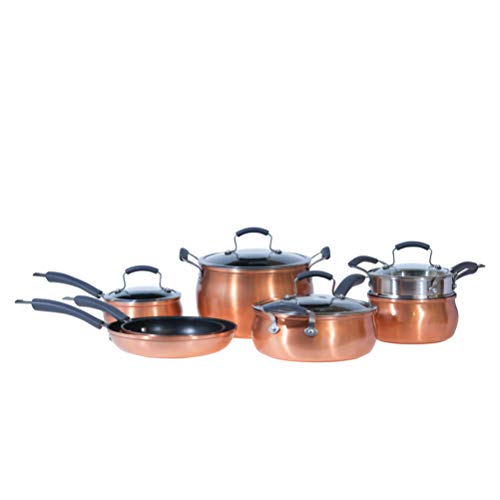 Epicurious 調理器具コレクション-食器洗い機セーフオーブンセーフ、焦げ付き防止アルミニウム11ピース銅調理器具セット