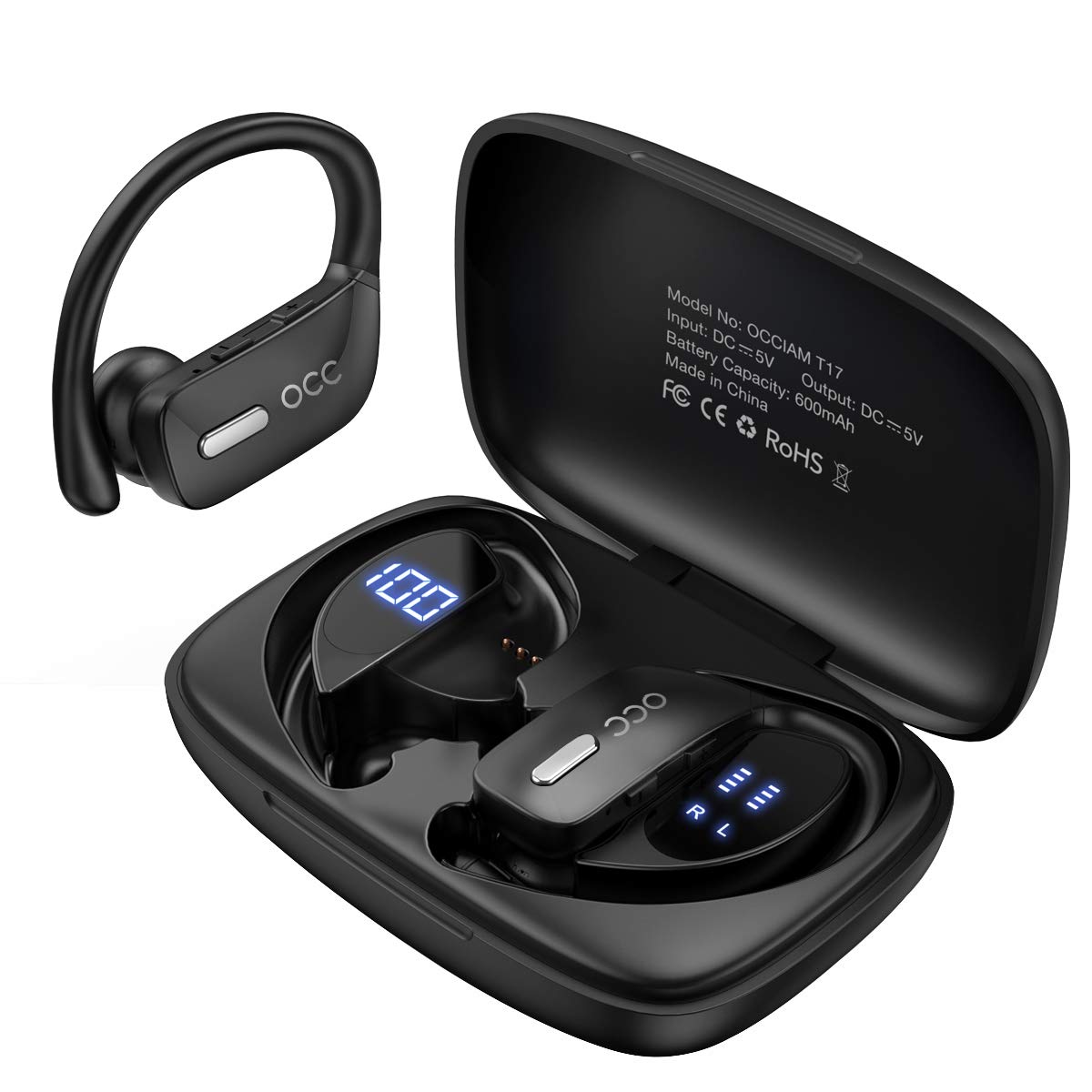 occiam ワイヤレスイヤホン Bluetooth ヘッドフォン 48H 耳内再生イヤホン 防水 マイク付き...