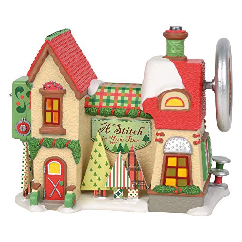Department 56 North Pole Village A Stitch in Yule Time Animated Lit Building、6.38 Inch、Multicolor