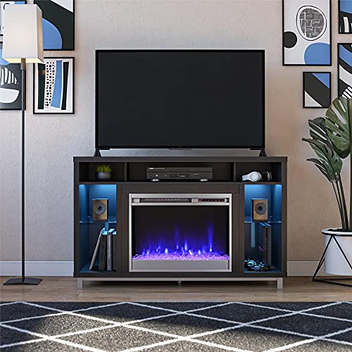 Ameriwood Home Lumina Deluxe 暖炉スタンド 70 フィートまでのテレビ用、ブラック
