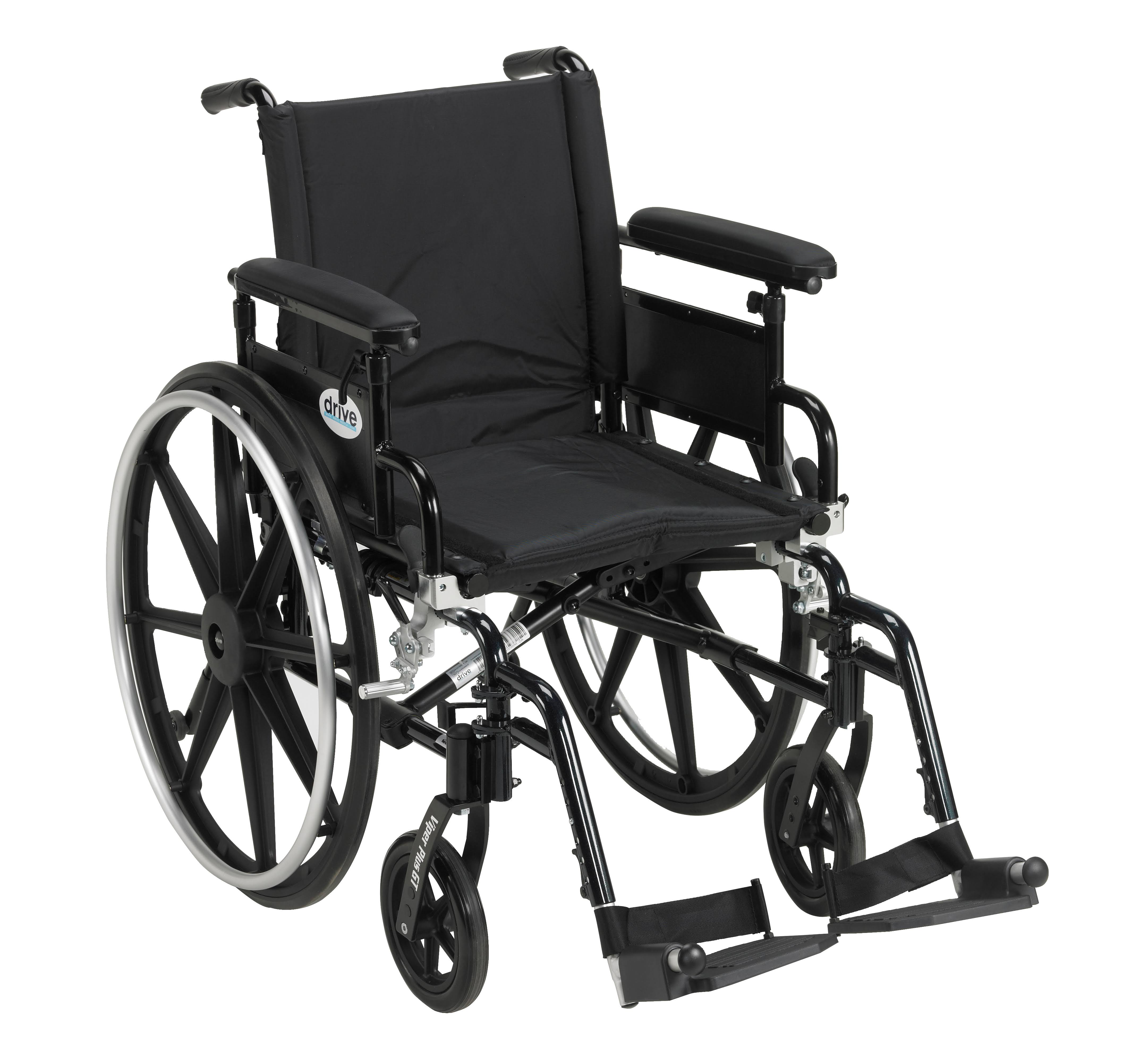 Drive Medical Viper Plus GT車椅子、フリップバック取り外し可能調整可能フルアーム、スイングアウェイフットレスト、18フィートシート