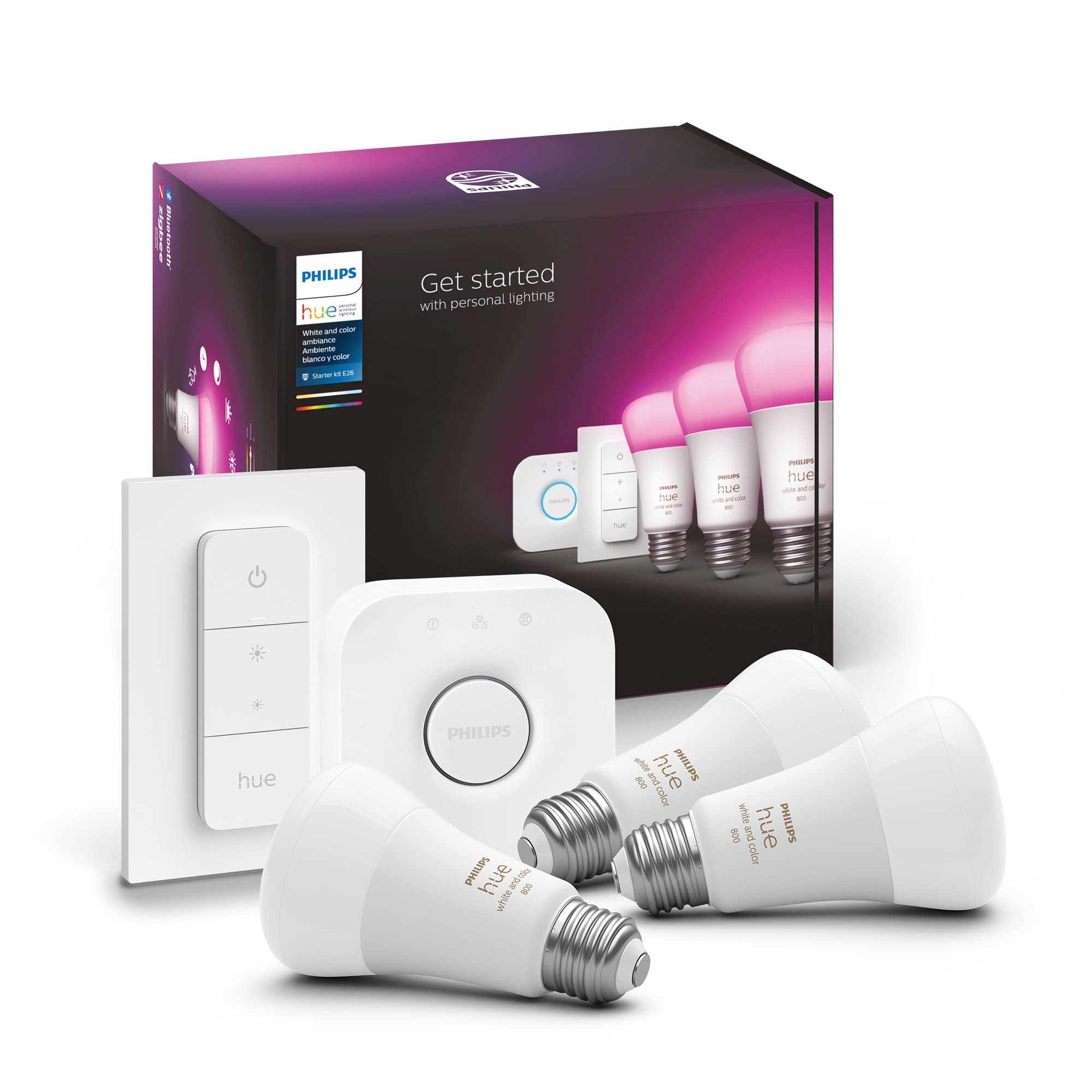 Philips Hue MAIN-54158 ホワイト&カラー アンビアンス LED スターター キット-3 ...