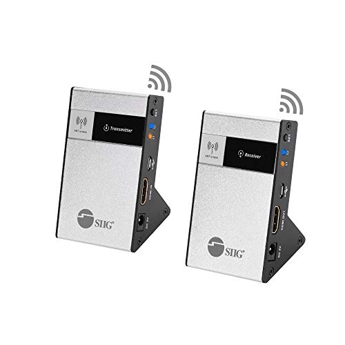 SIIG CE-H23Q11-S1 ワイヤレス HDMI エクステンダー キット 98Ft 30M サポート 4K @30Hz HDCP 1.4 CEC 60GHz 周波数トランスミッターおよびレシーバー、ブラック
