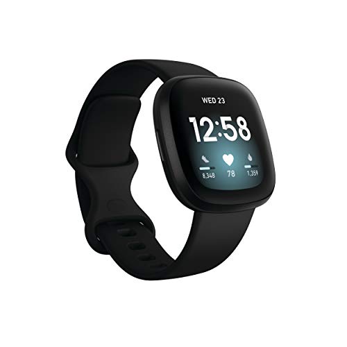 Fitbit GPS 付き Versa 3 ヘルス & フィットネス スマートウォッチ、24 時間年中無休の心...