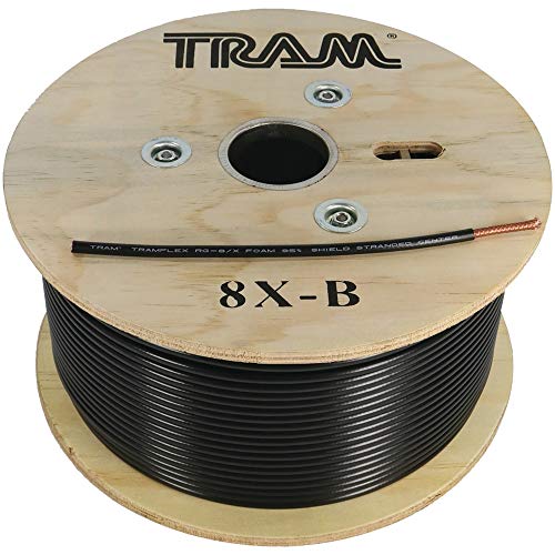 TRAM フレックス同軸ケーブル、500 フィート、黒